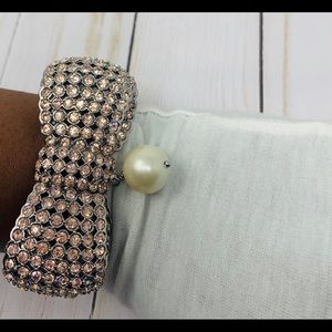 Ann Taylor Rhinestone and Pear Bow Bracelet